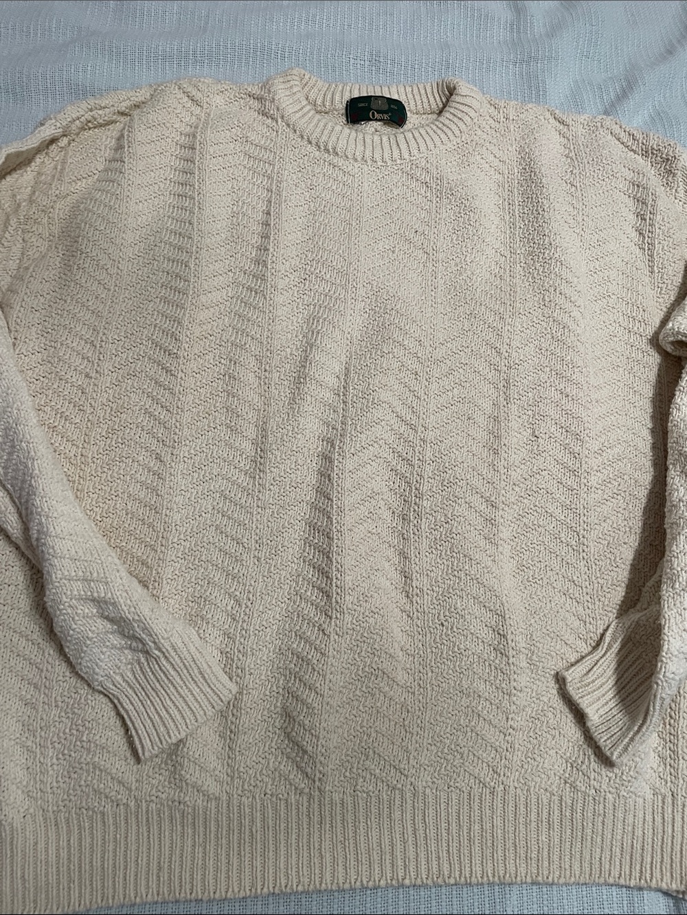 Orvis Cream Textured Crewneck Sweater